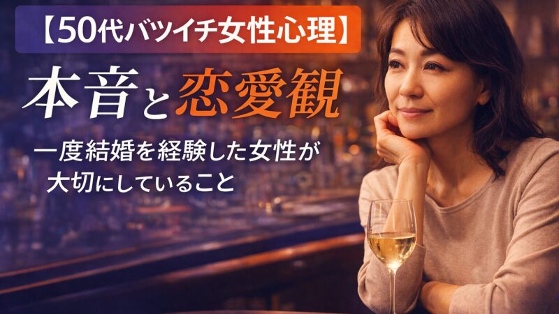 【50代バツイチ女性心理】本音と恋愛観｜一度結婚を経験した女性が大切にしていること 